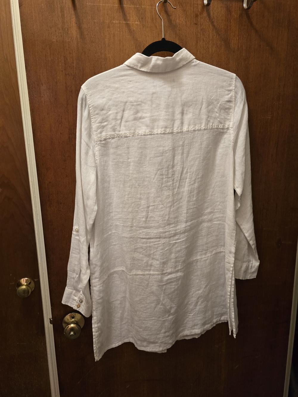 Tahari White Linen Button-Up Tunic - Picture 3 of 3